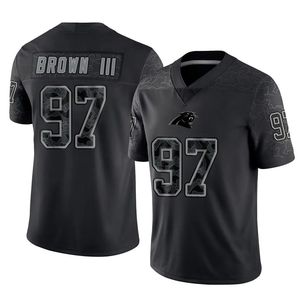 C.Panthers #97 Bobby Brown III Player Black Limited Reflective Game Qdoa Stitched Jerseys