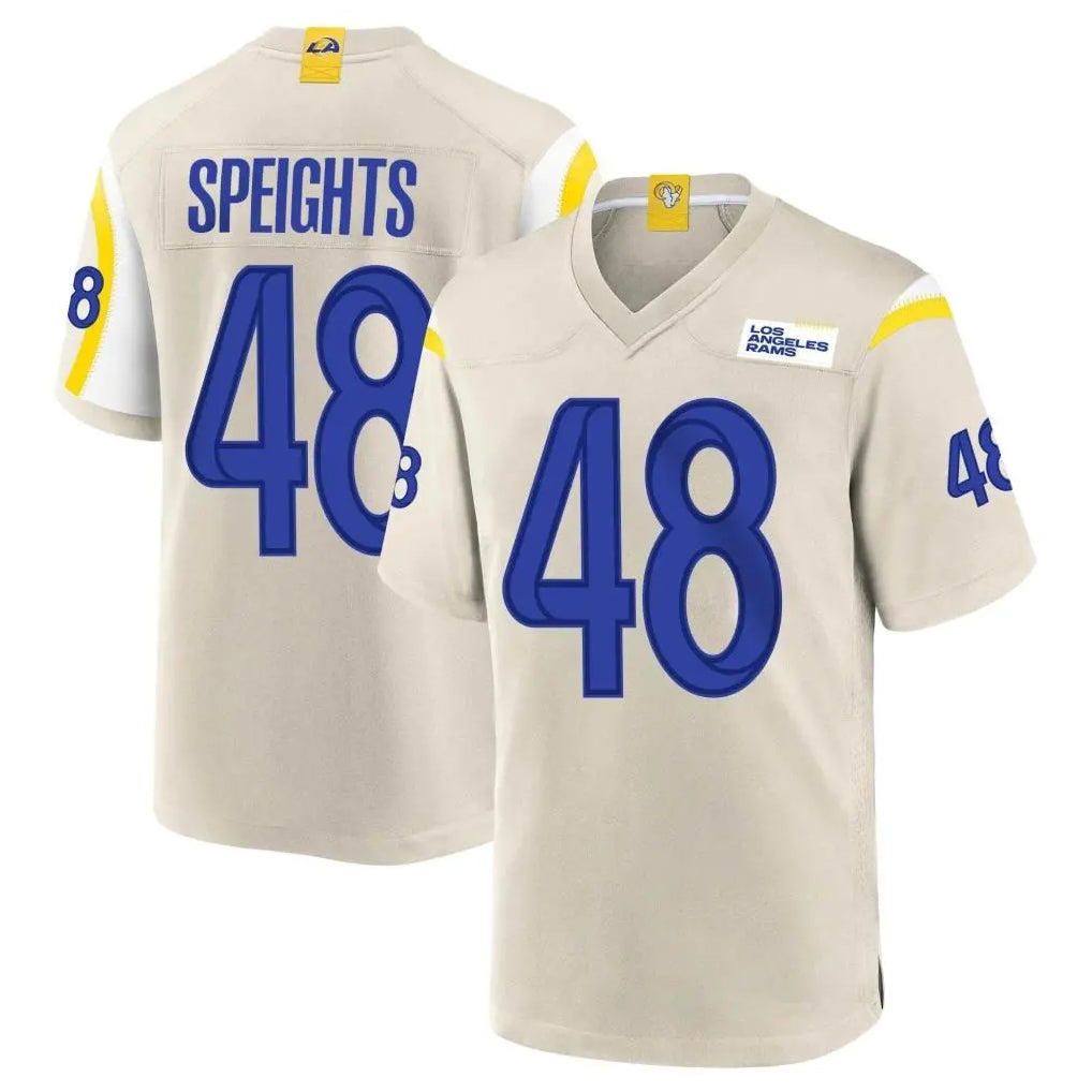 LA.Rams #48 Omar Speights Player Bone Home Game Qdoa Stitched Jerseys