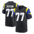 LA.Rams #77 Alaric Jackson Player Black Midnight Rivalries Collection Home Game Qdoa Stitched Jerseys
