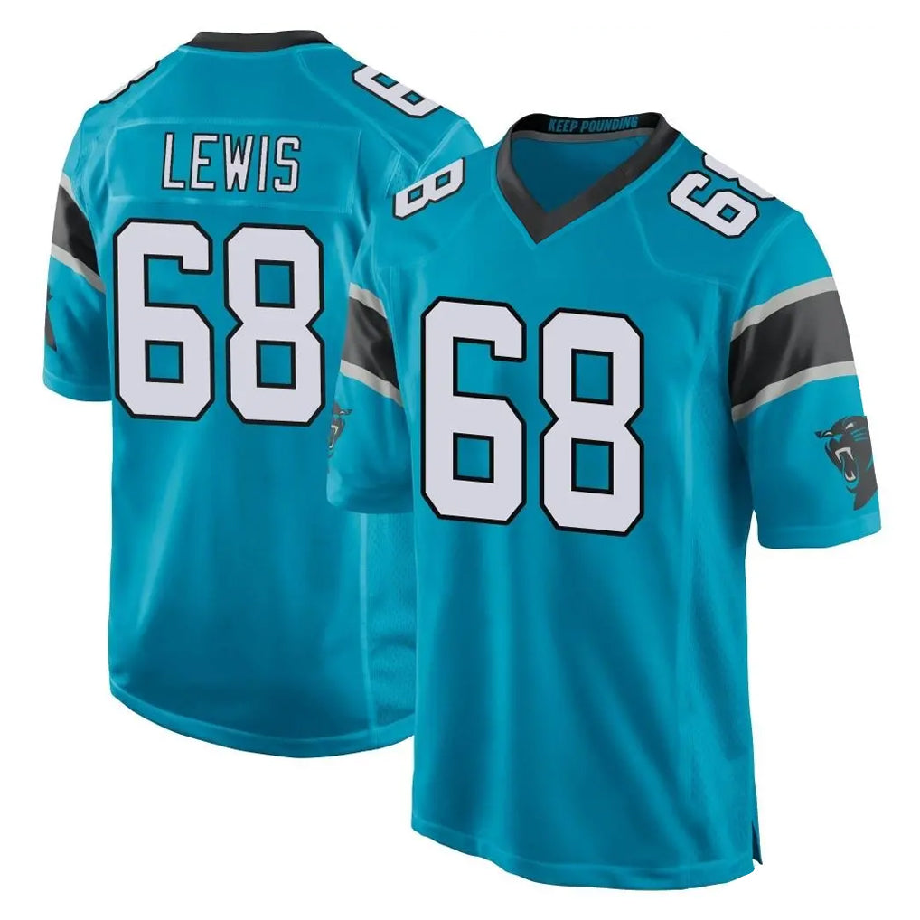 C.Panthers #68 Damien Lewis Player Blue Game Qdoa Stitched Jerseys