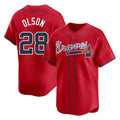 A.Braves #28 Matt Olson Player Red Limited Home Game Qdoa Stitched Jerseys