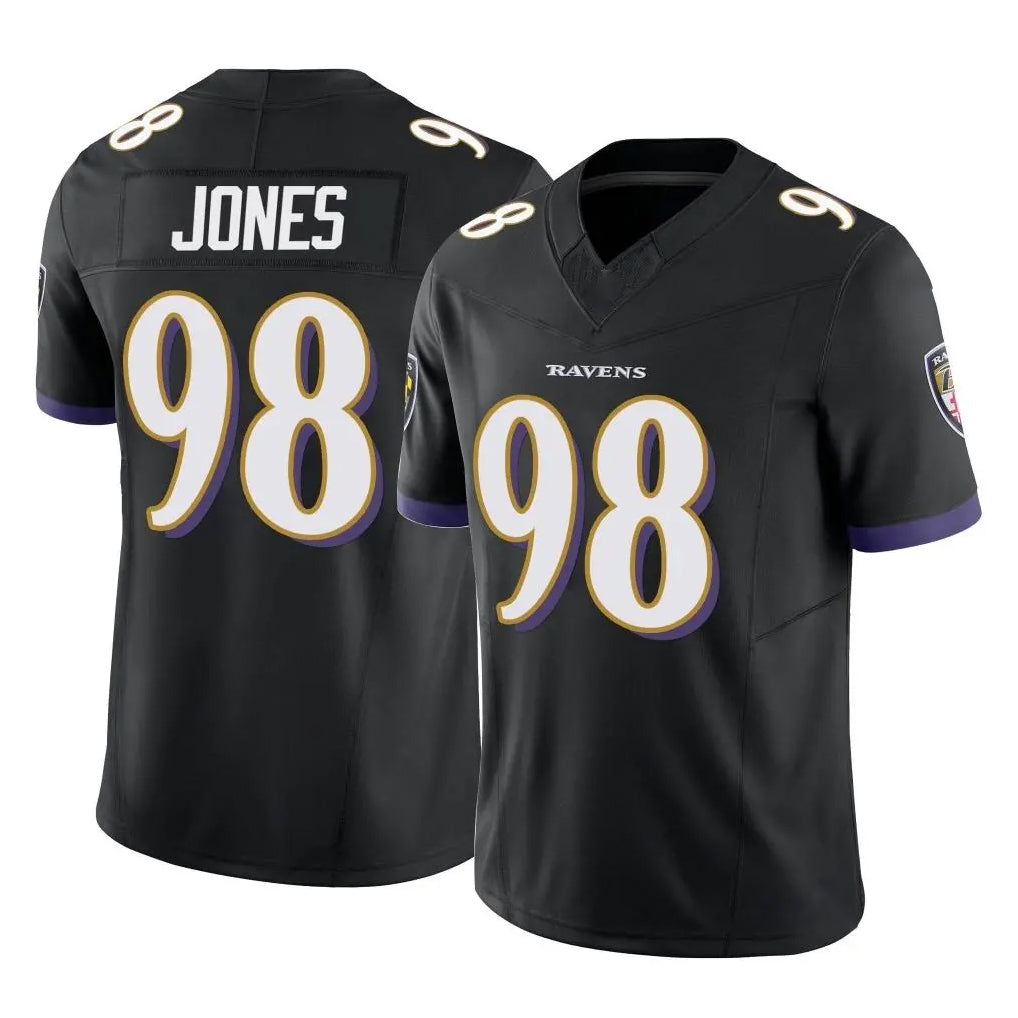 B.Ravens #98 Travis Jones Player Black Vapor F.U.S.E. Limited Qdoa Stitched Jerseys