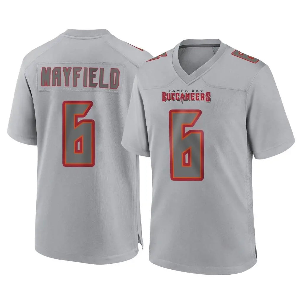 TB.Buccaneers #6 Baker Mayfield Player Gray Atmosphere Fashion Home Game Qdoa Stitched Jerseys