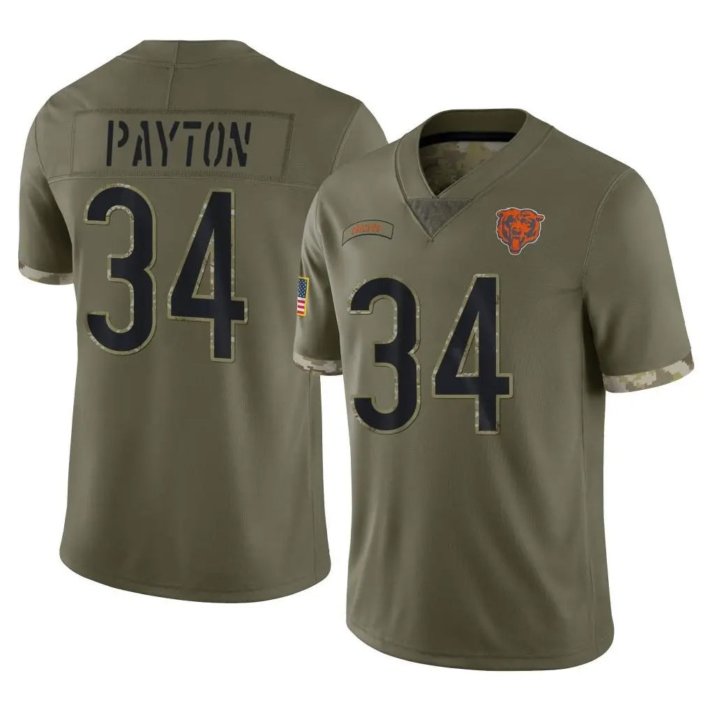 C.Bears #34 Walter Payton Player Olive Salute to Service Limited Game Qdoa Stitched Jerseys
