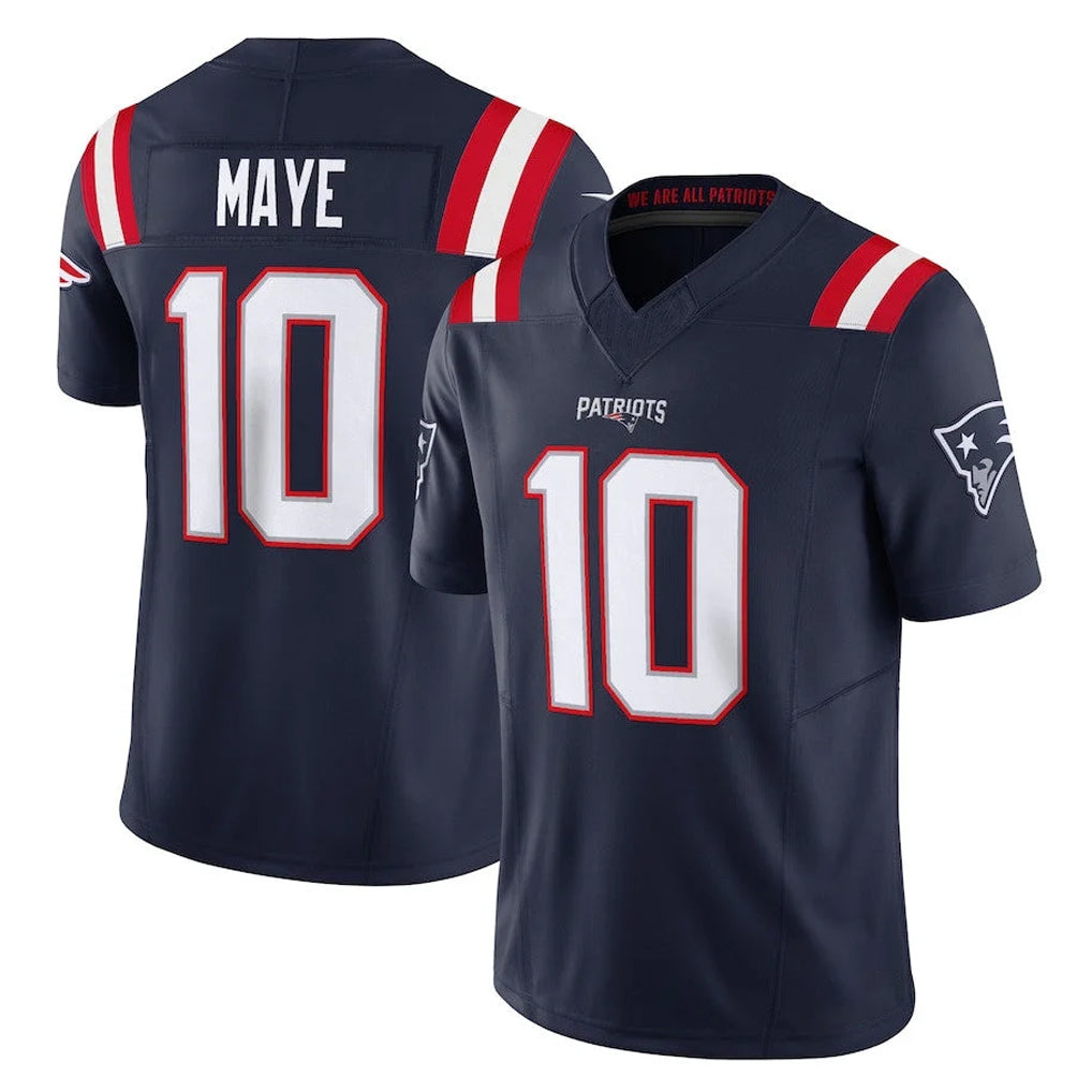 NE.Patriots #10 Drake Maye Player Navy Limited Vapor F.U.S.E. Home Game Qdoa Stitched Jerseys