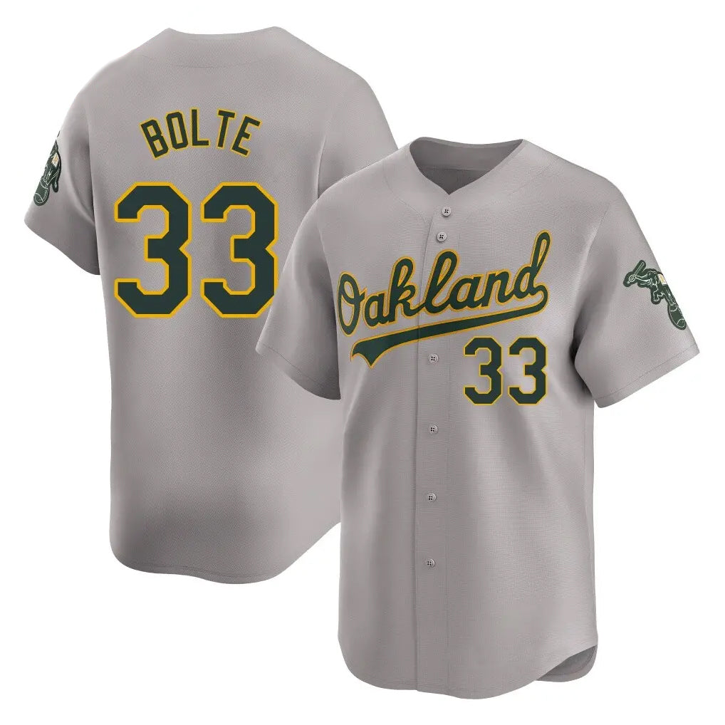Athletics #33 Henry Bolte Player Gray Road Limited Home Game Qdoa Stitched Jerseys