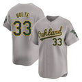 Athletics #33 Henry Bolte Player Gray Road Limited Home Game Qdoa Stitched Jerseys