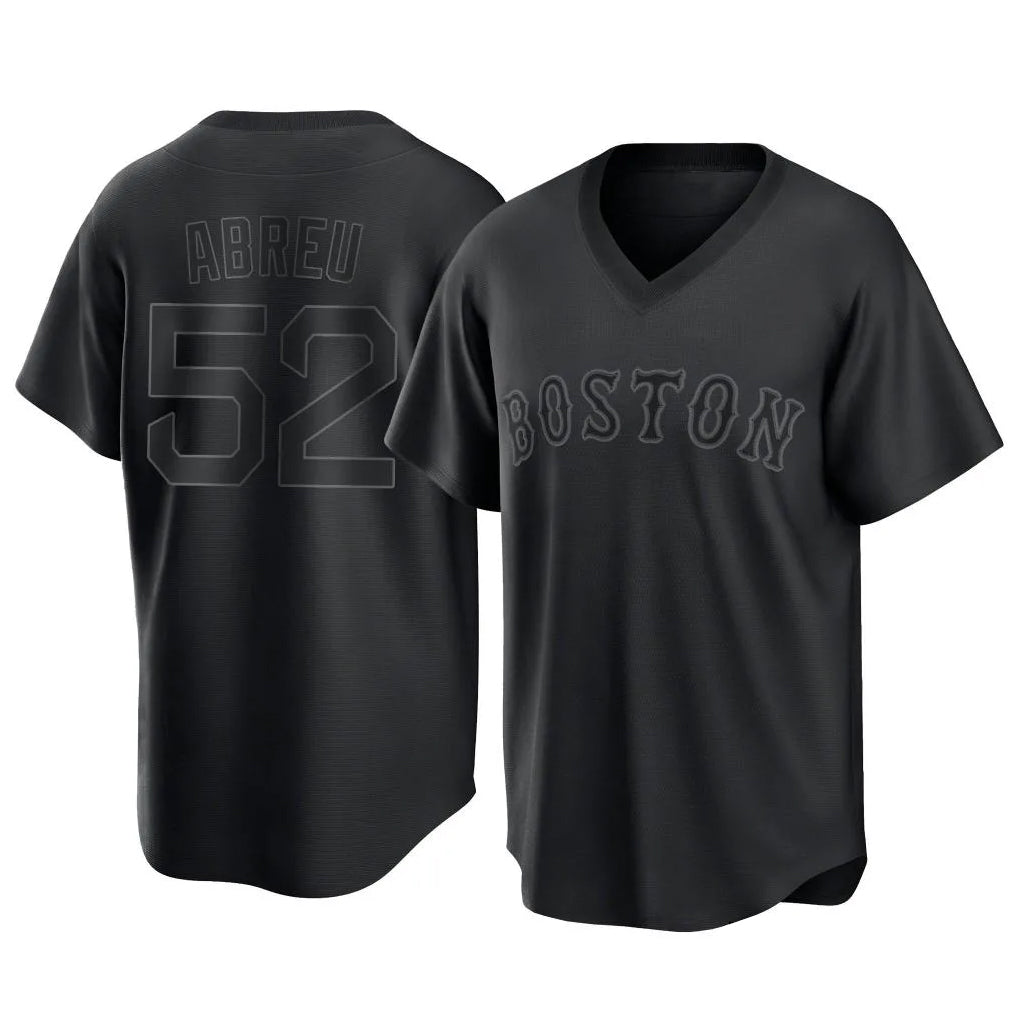 B.Red Sox #52 Wilyer Abreu Player Black T-shirt Home Game Qdoa Stitched Jerseys