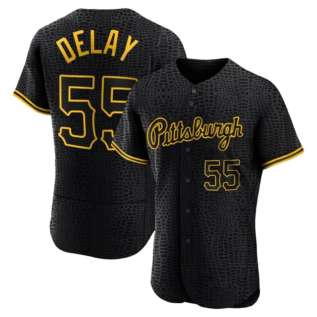 P.Pirates #55 Jason Delay Player Black Snake Skin City Home Limited Elite Qdoa Stitched Jerseys