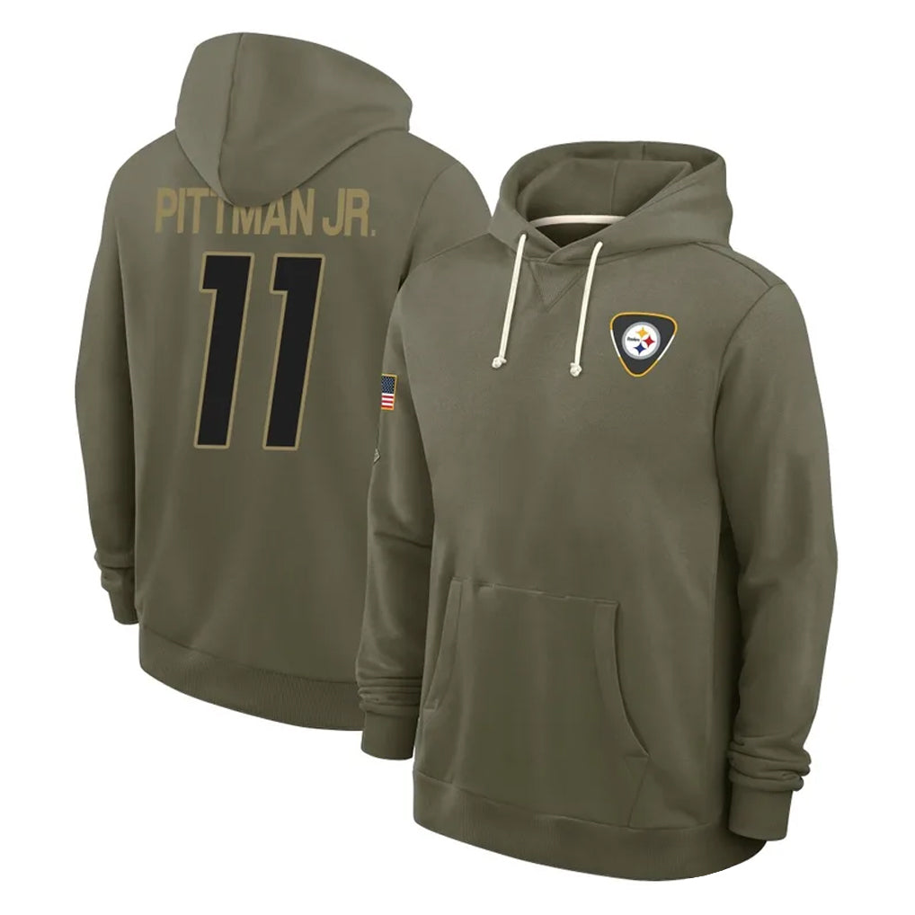 P.Steelers #11 Michael Pittman Jr. Player Olive Salute to Service Pullover Hoodies Limited Qdoa Stitched Jerseys