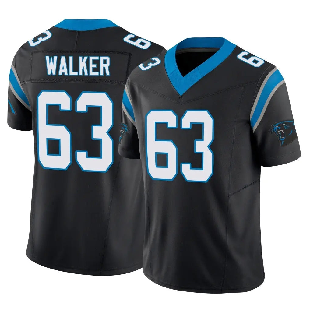 C.Panthers #63 Rasheed Walker Player Black Vapor F.U.S.E. Limited Home Game Qdoa Stitched Jerseys