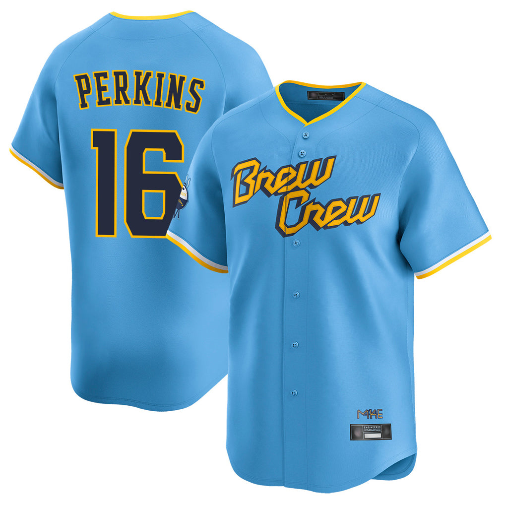 M.Brewers #16 Blake Perkins Player Light Blue City Connect Home Limited Qdoa Stitched Jerseys
