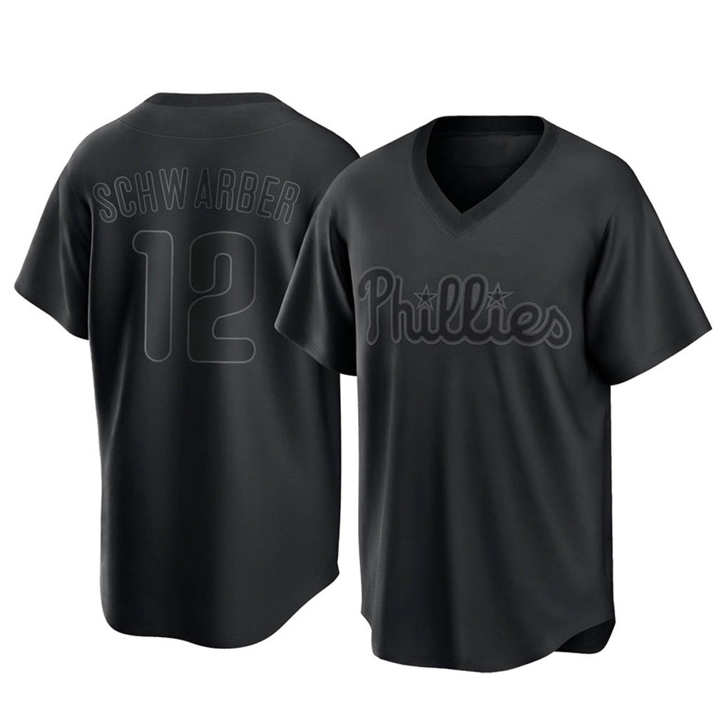 P.Phillies #12 Kyle Schwarber Player Black Pitch Fashion Limited T-shirt Qdoa Stitched Jerseys