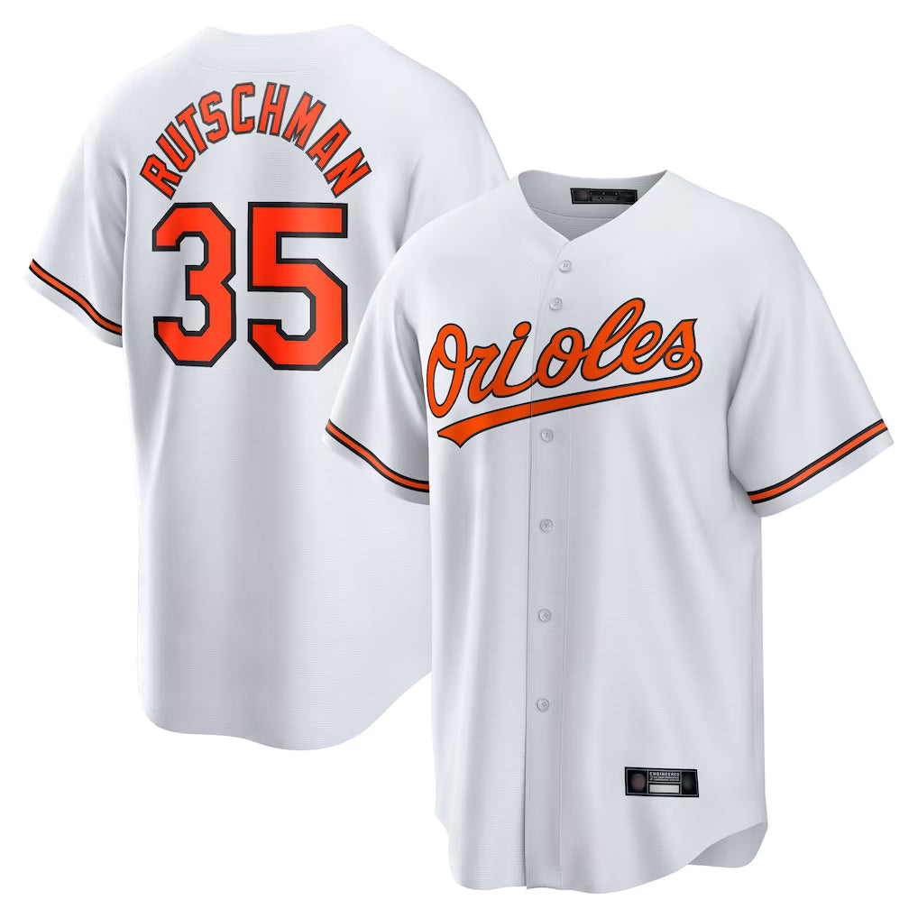 B.Orioles #35 Adley Rutschman Player White Home Game Qdoa Stitched Jerseys