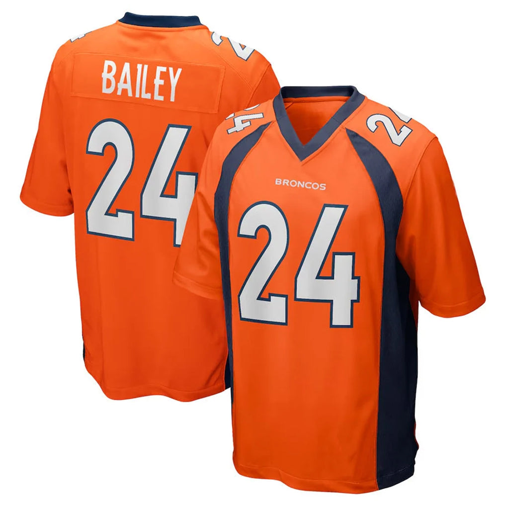 D.Broncos #24 Champ Bailey Player Orange Color Home Game Qdoa Stitched Jerseys