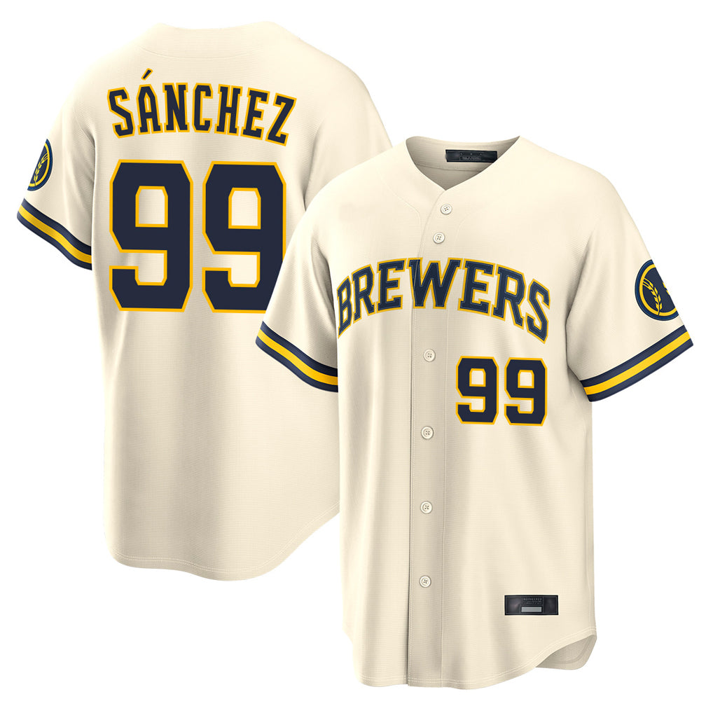 M.Brewers #99 Gary Sanchez Player Cream Home Limited Qdoa Stitched Jerseys