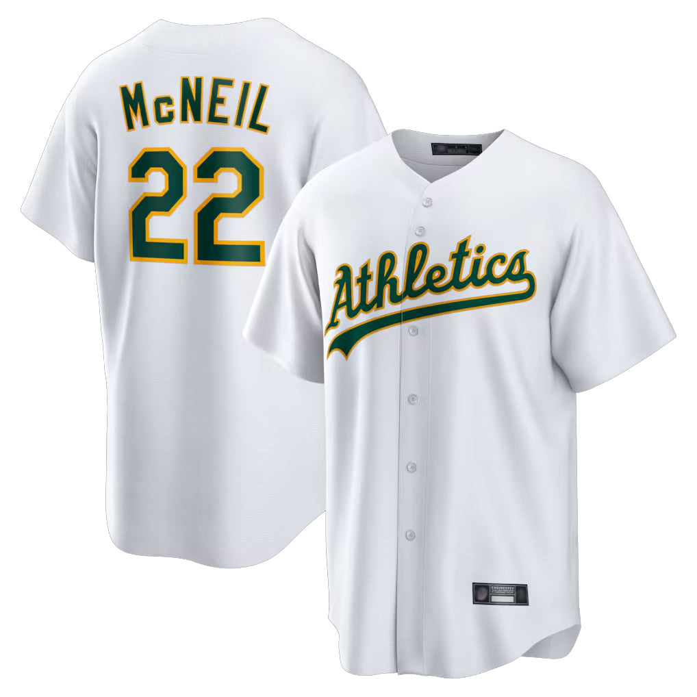 Athletics #22 Jeff McNeil Player White Home Game Qdoa Stitched Jerseys