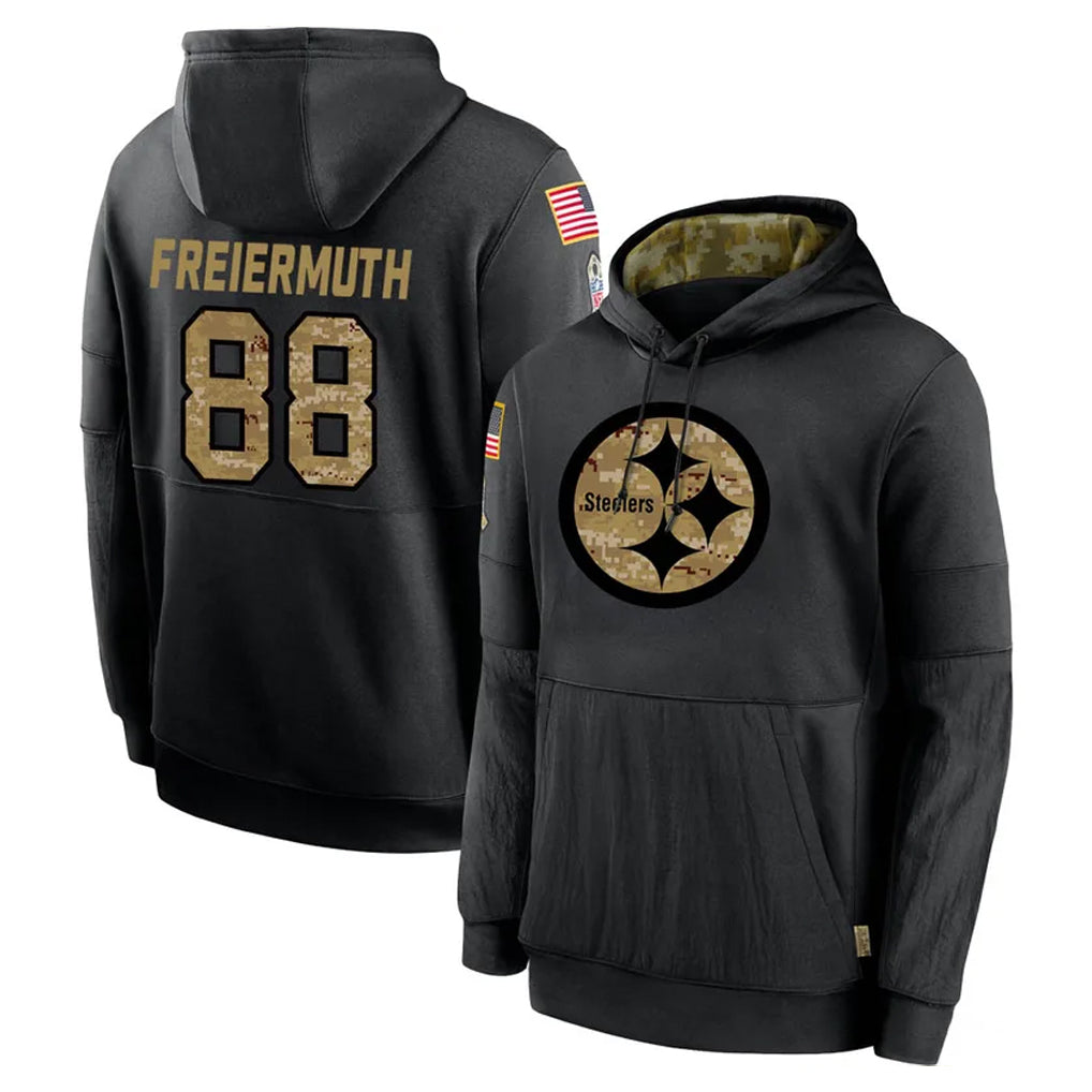 P.Steelers #88 Pat Freiermuth Player Black Salute to Service Hoodies Limited Game Qdoa Stitched Jerseys