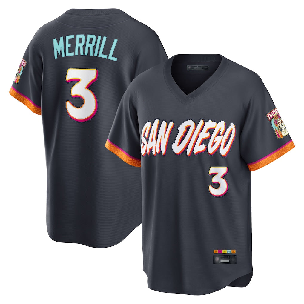 S.Diego Padres #3 Jackson Merrill Player Obsidian 2026 City Connect Home Limited T-shirt Qdoa Stitched Jerseys