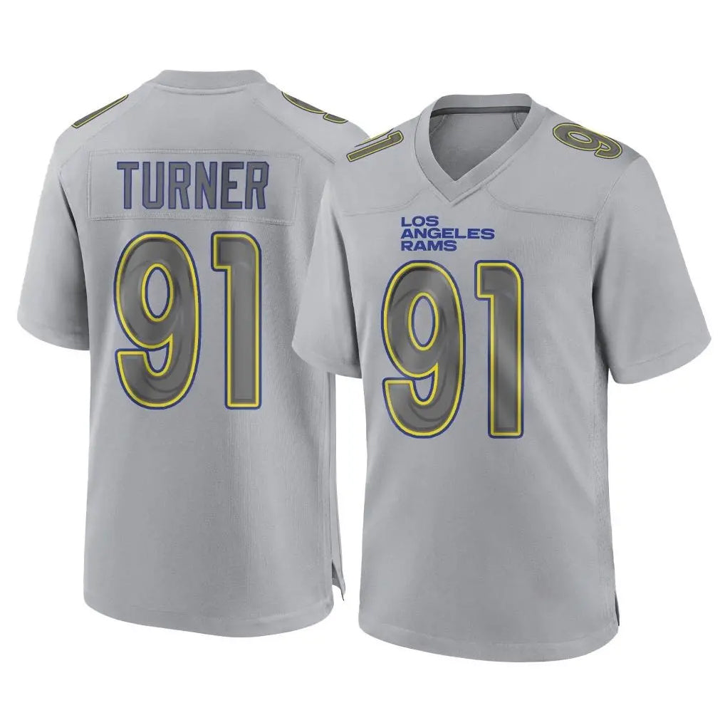 LA.Rams #91 Kobie Turner Player Gray Atmosphere Fashion Home Game Qdoa Stitched Jerseys
