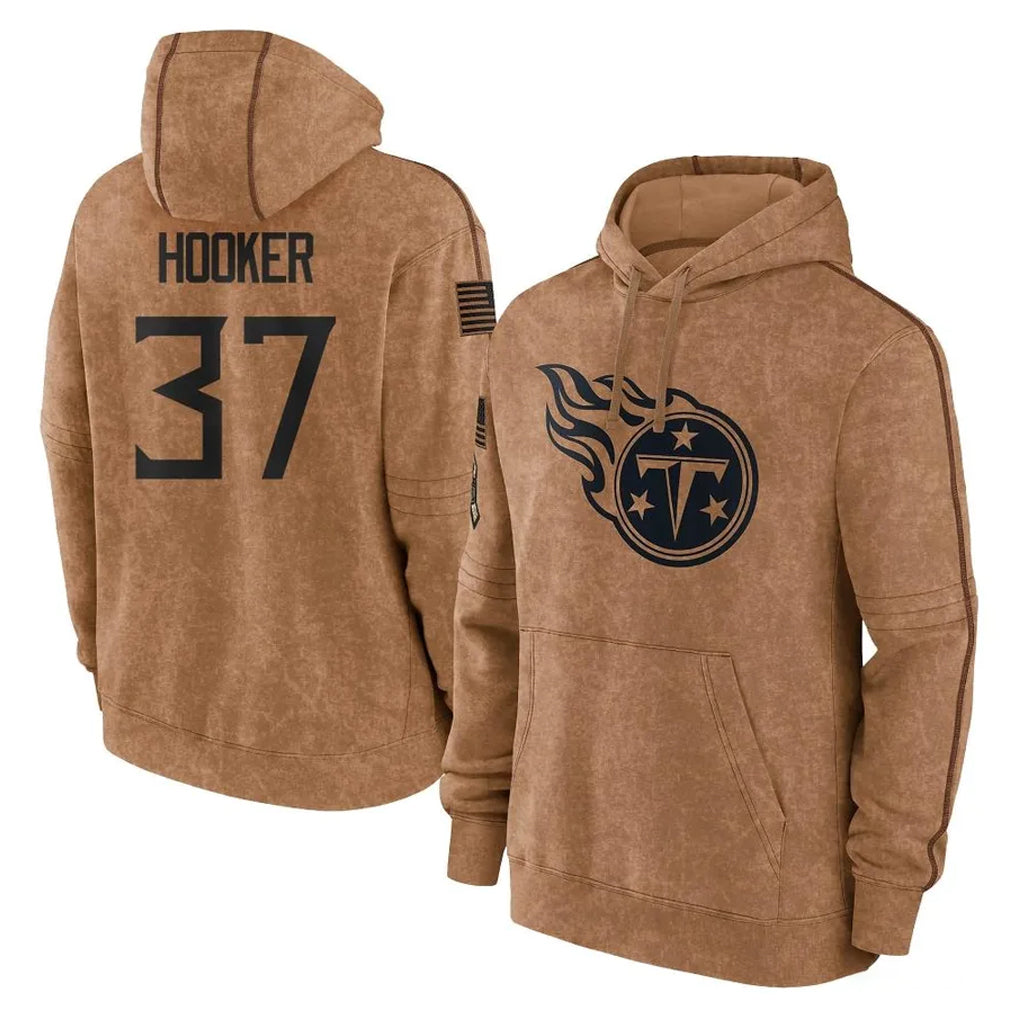 T.Titans #37 Amani Hooker Player Brown Salute To Service Club Pullover Hoodies Home Game Qdoa Stitched Jerseys