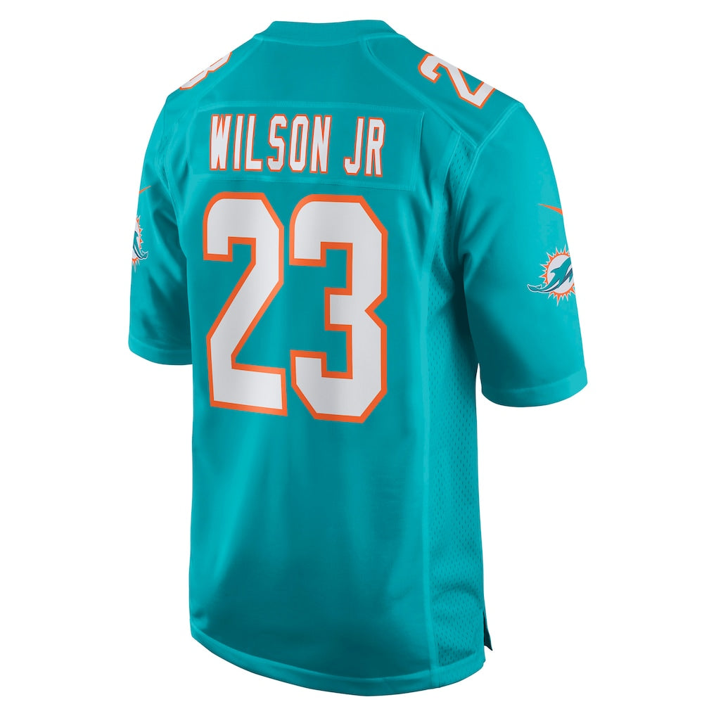 Qdoa M.Dolphins #23 Jeff Wilson Jr. Aqua Game Player Jersey