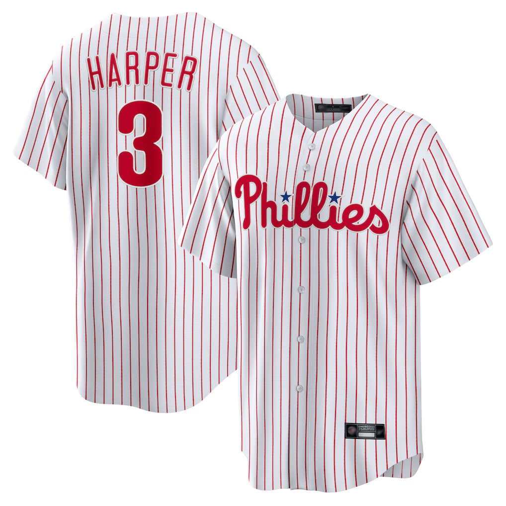 P.Phillies #3 Bryce Harper Player White Home Game Qdoa Stitched Jerseys