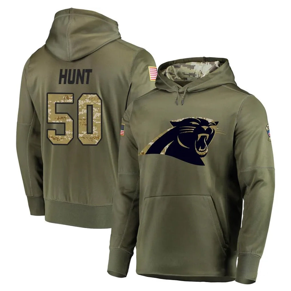 C.Panthers #50 Robert Hunt Player Olive Salute to Service Hoodies Qdoa Stitched Jerseys