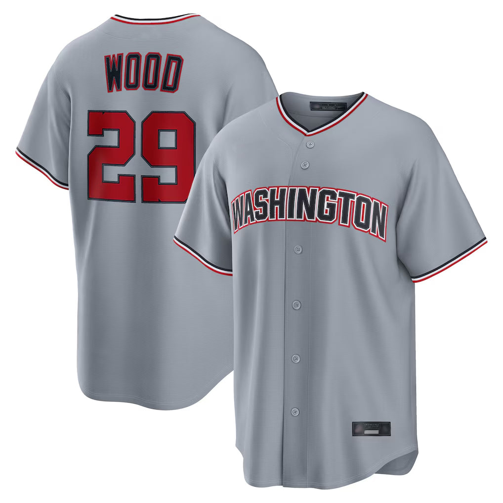W.Nationals #29 James Wood Player Gray Road Replica Qdoa Stitched Jerseys