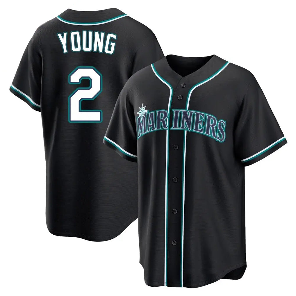 S.Mariners #2 Cole Young Player Black Fashion Home Limited Qdoa Stitched Jerseys