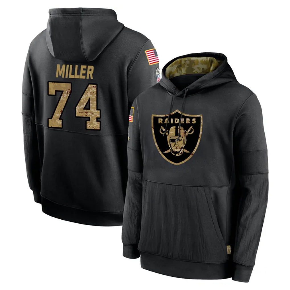 LV.Raiders #74 Kolton Miller Player Black Salute to Service Hoodies Limited Game Qdoa Stitched Jerseys