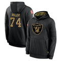 LV.Raiders #74 Kolton Miller Player Black Salute to Service Hoodies Limited Game Qdoa Stitched Jerseys