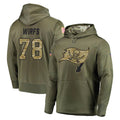 TB.Buccaneers #78 Tristan Wirfs Player Olive Salute to Service Pullover Hoodie Home Game Qdoa Stitched Jerseys