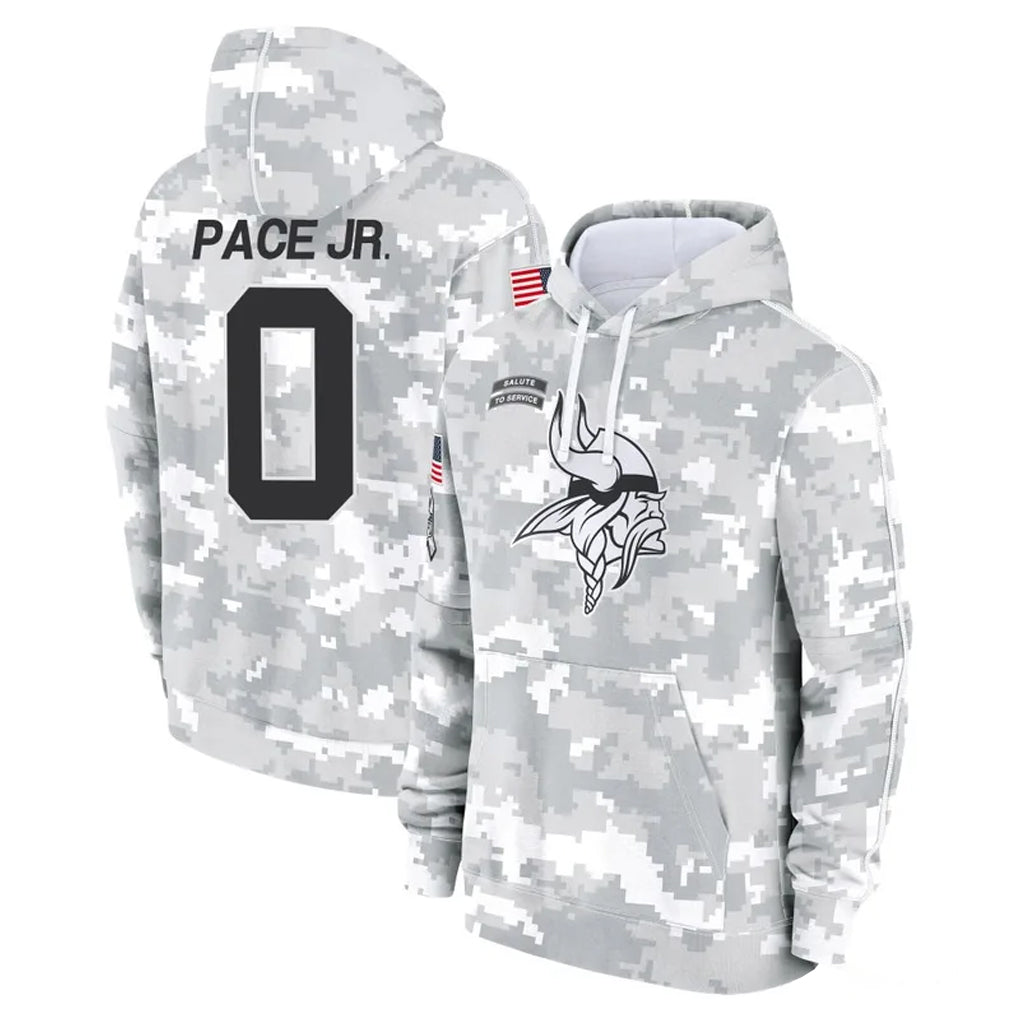 M.Vikings #0 Ivan Pace Jr. Player Arctic Camo Salute to Service Pullover Hoodies Limited Game Qdoa Stitched Jerseys