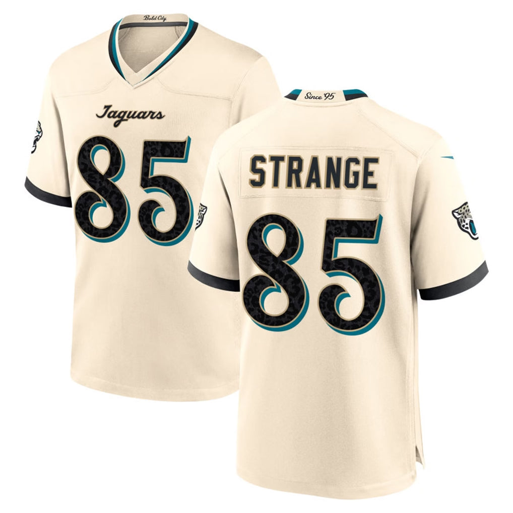 J.Jaguars #85 Brenton Strange Player Natural 2026 Rivalries Collection Game Qdoa Stitched Jerseys