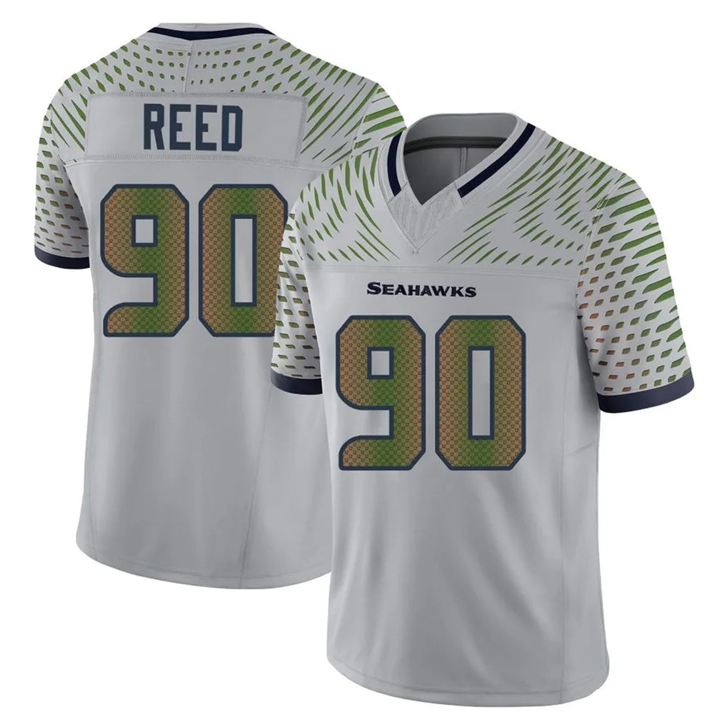 S.Seahawks #90 Jarran Reed Player Grey Limited 2025 Rivalries Collection Home Game Qdoa Stitched Jerseys