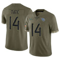 T.Titans #14 Carnell Tate Player Olive Limited Salute to Service Home Game Qdoa Stitched Jerseys