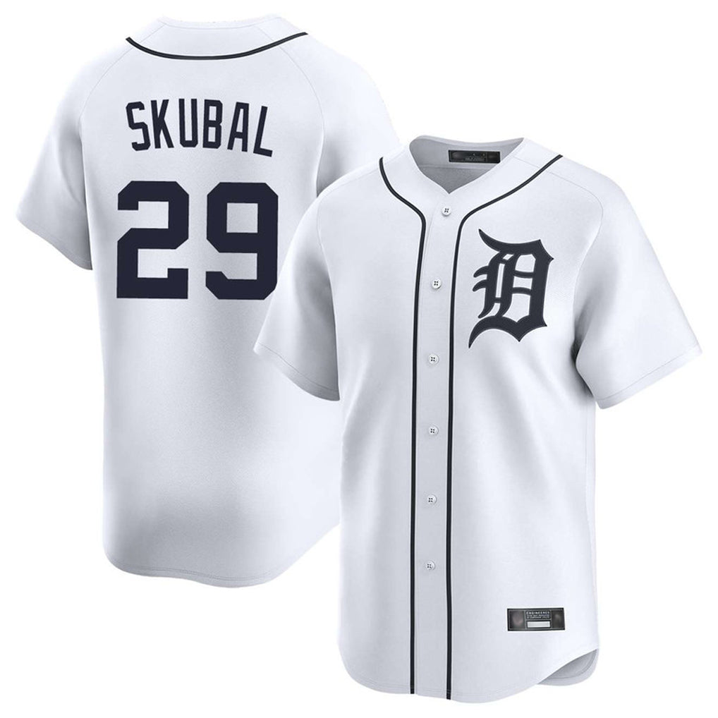 D.Tigers #29 Tarik Skubal Player White Home Limited Qdoa Stitched Jerseys