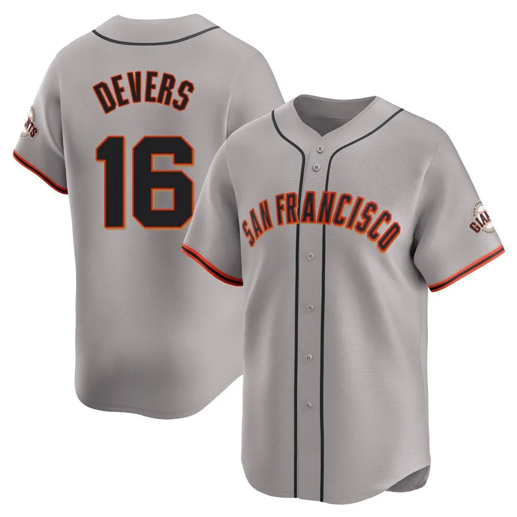 SF.Giants #16 Rafael Devers Player Gray Home Limited Qdoa Stitched Jerseys