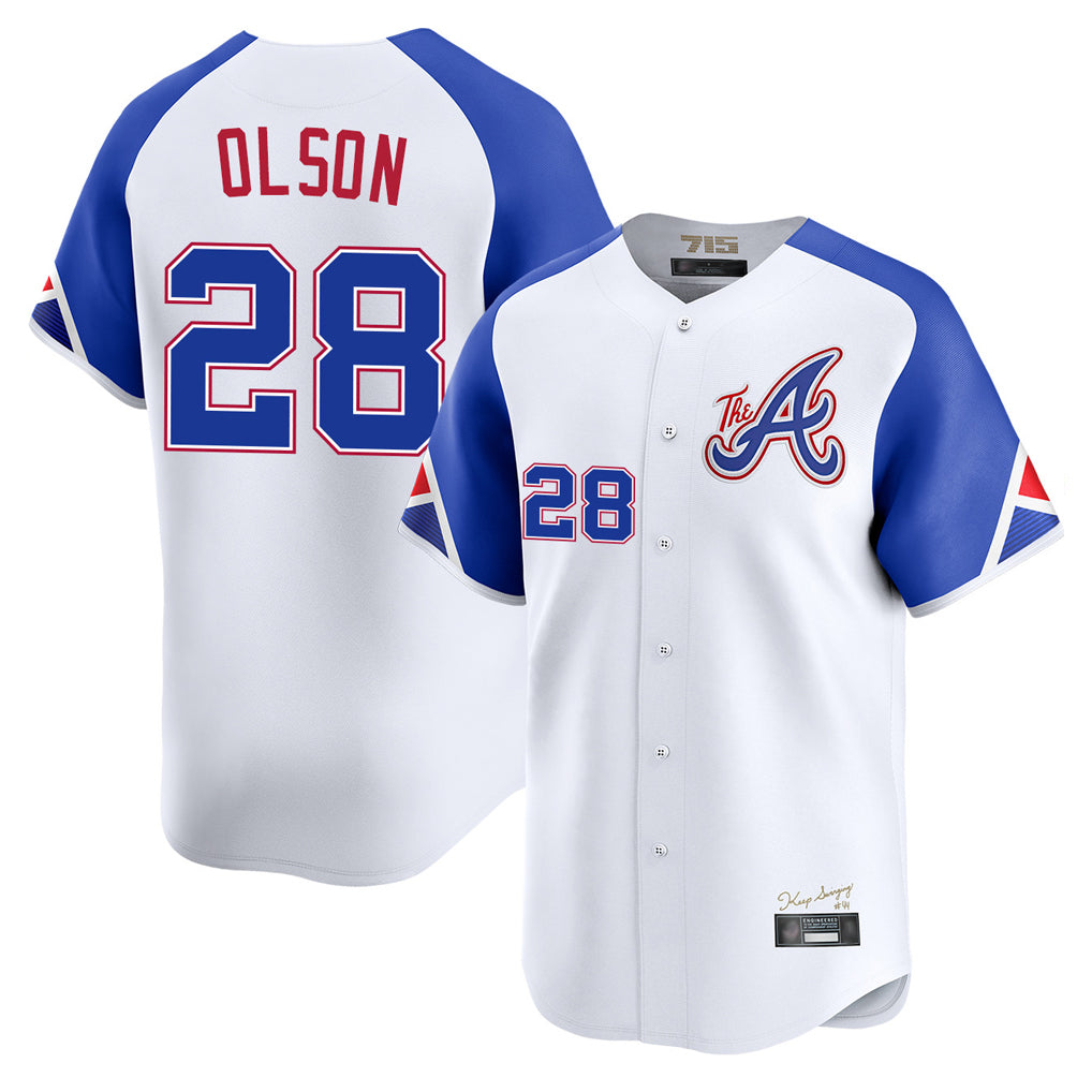 A.Braves #28 Matt Olson Player White City Connect Limited Home Game Qdoa Stitched Jerseys