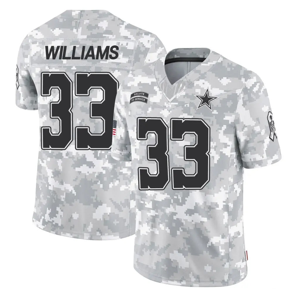 D.Cowboys #33 Javonte Williams Player Arctic Camo Salute to Service Limited Home Game Qdoa Stitched Jerseys
