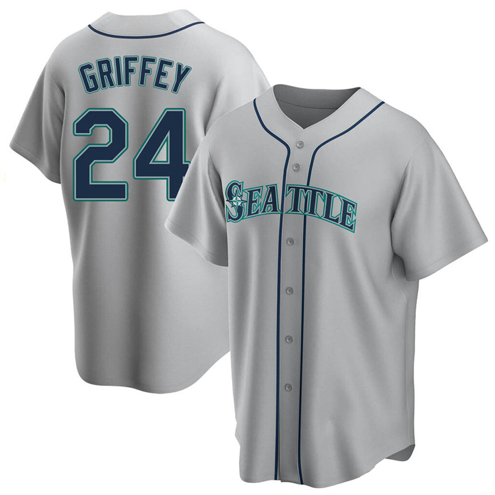 S.Mariners #24 Ken Griffey Jr Player Gray Home Game Qdoa Stitched Jerseys