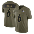 P.Steelers #6 Patrick Queen Player Olive 2025 Salute To Service Limited Home Game Qdoa Stitched Jerseys