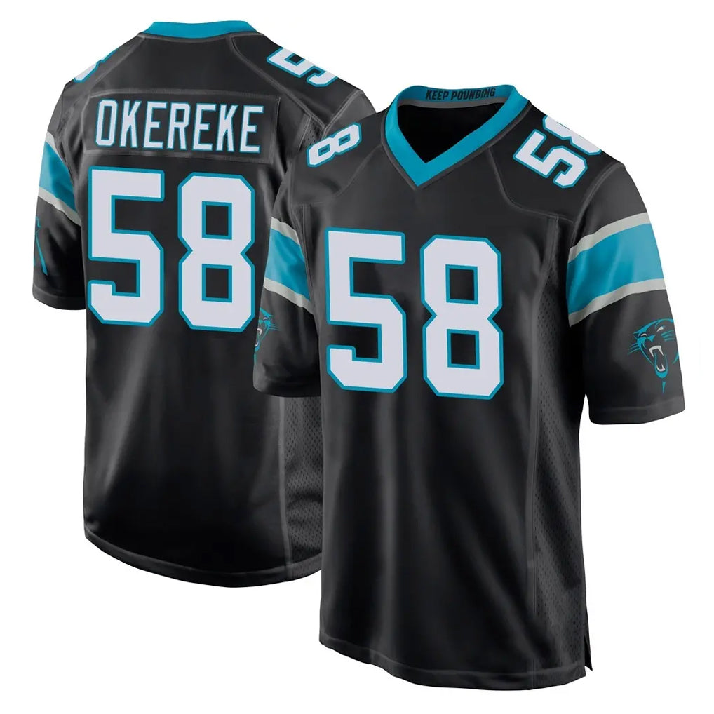 C.Panthers #58 Bobby Okereke Player Black Home Game Qdoa Stitched Jerseys