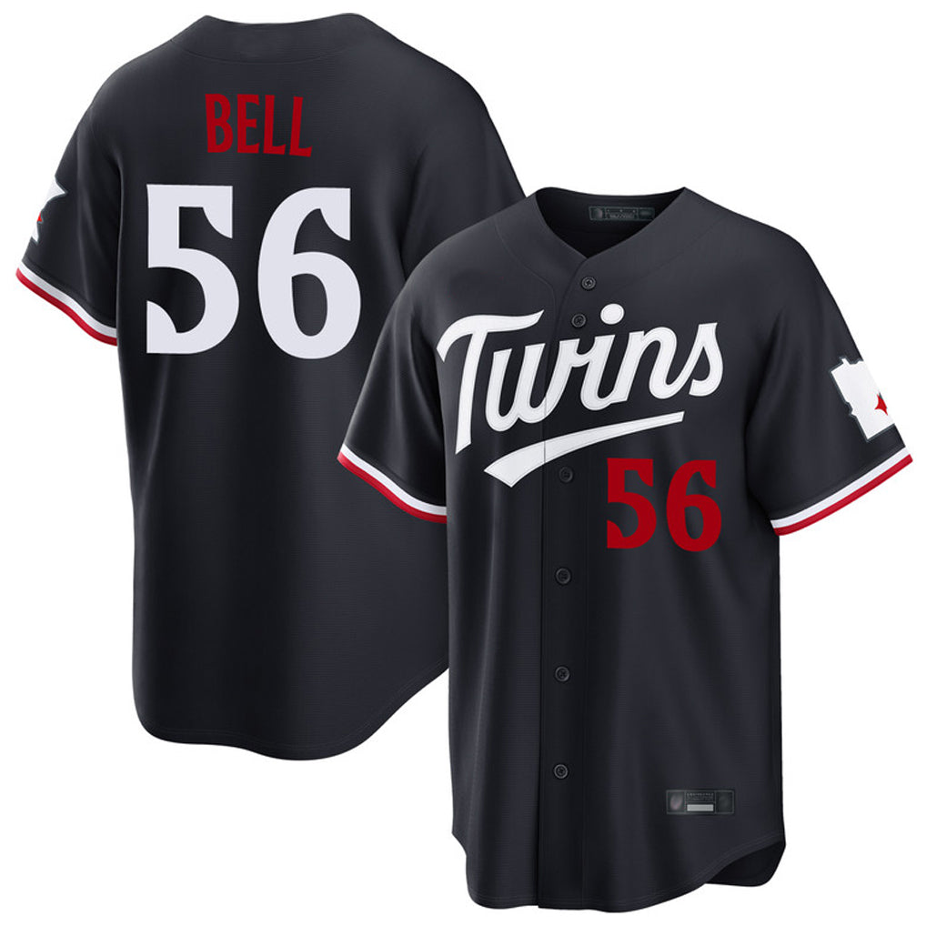 M.Twins #56 Josh Bell Player Navy Home Game Qdoa Stitched Jerseys