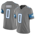 D.Lions #0 Jahmyr Gibbs Player Gray Vapor F.U.S.E. Limited Home Game Qdoa Stitched Jerseys