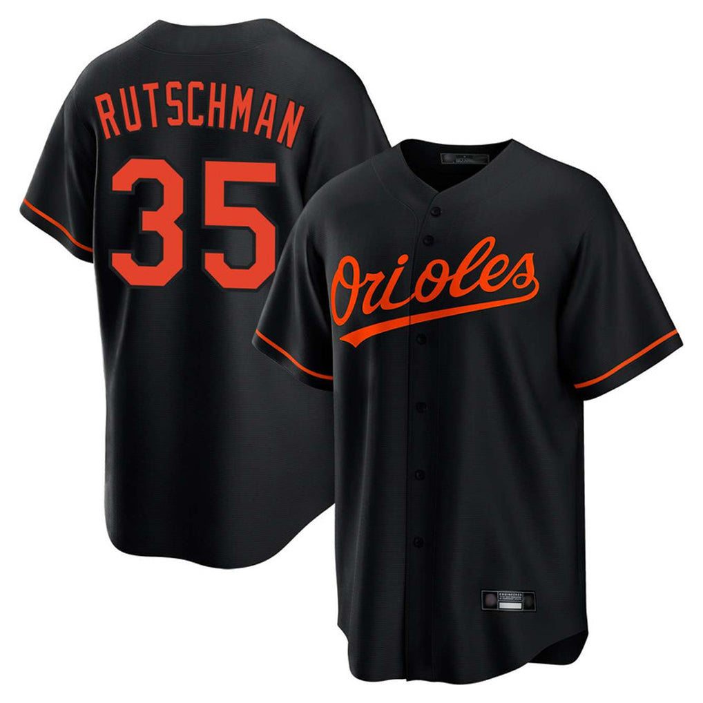 B.Orioles #35 Adley Rutschman Player Black Home Game Qdoa Stitched Jerseys