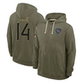 T.Titans #14 Carnell Tate Player Olive Salute to Service Hoodies Home Game Qdoa Stitched Jerseys