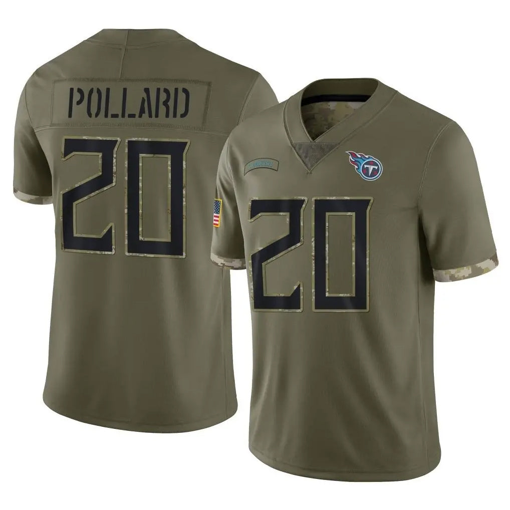 T.Titans #20 Tony Pollard Player Olive Limited Salute to Service Home Game Qdoa Stitched Jerseys