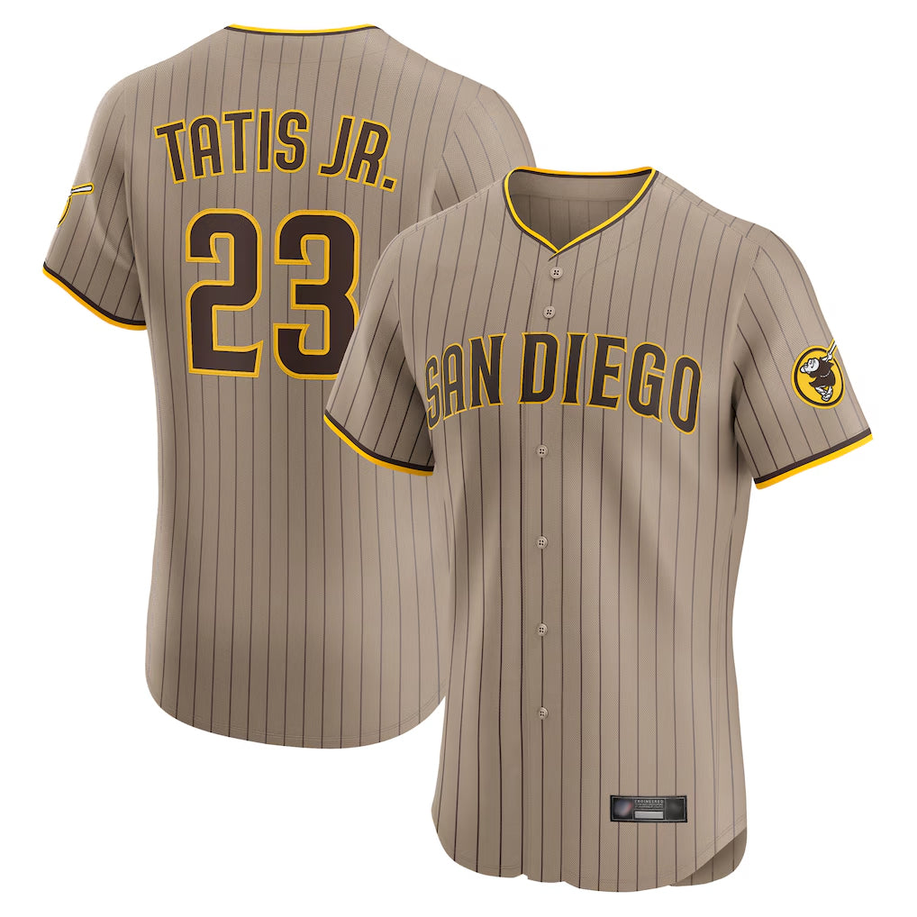 S.Diego Padres #23 Fernando Tatis Jr Player Khaki Home Limited Elite Qdoa Stitched Jerseys